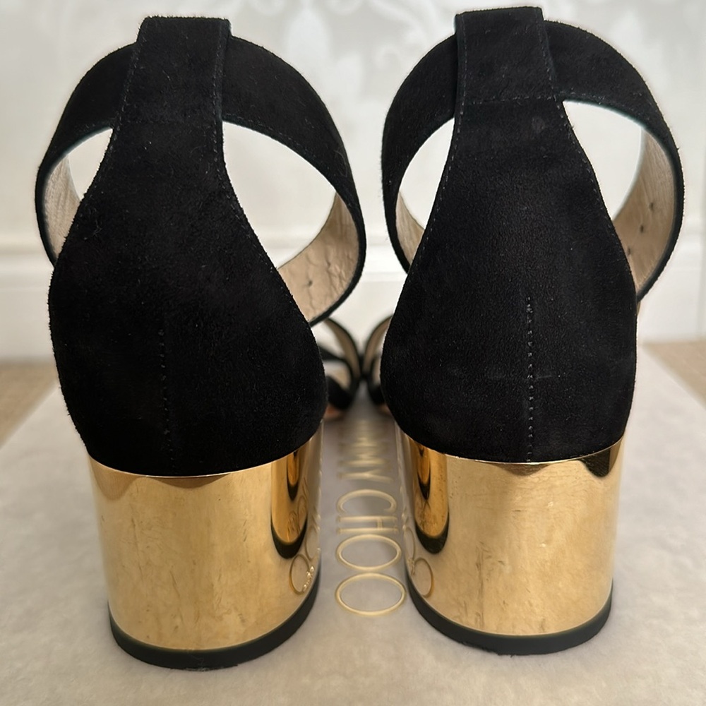 Black Suede 36.5 Jimmy Choo Jaimie 40 Sandals - Picture 6 of 6